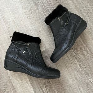 Snowfly London Leather boots faux fur trim 37